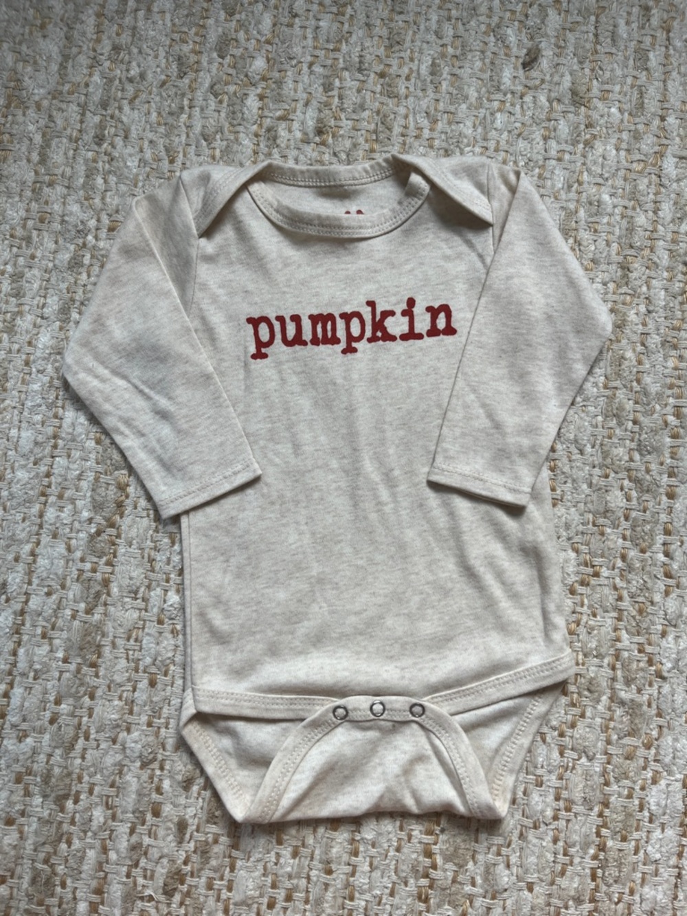 Cream "Pumpkin" Long-Sleeve Baby Onesie